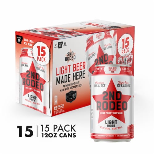 Lost Forty Brewing 2nd Rodeo Light Craft Beer Perspective: front