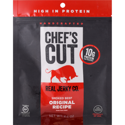 Chef's Cut Smoked Beef Original Recipe Jerky Perspective: front