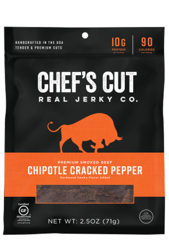 Chef's Cut Smoked Beef Chipotle Cracked Pepper Jerky Perspective: front