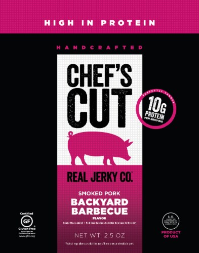 Chef's Cut Backyard Barbecue Smoked Pork Jerky Perspective: front
