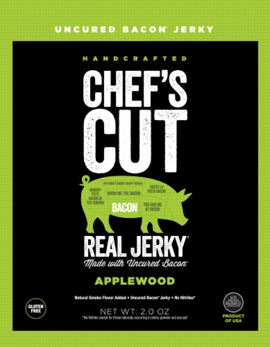 Chef's Cut Real Uncured Applewood Smoked Bacon Jerky Perspective: front