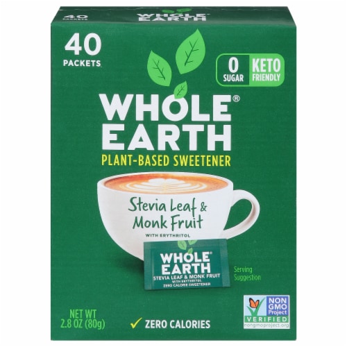 Whole Earth® Sweetener Co Stevia Leaf & Monk Fruit Natural Sweetener Blend Packets Perspective: front
