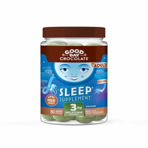 Good Day Chocolate® Milk Chocolate Melatonin Sleep Supplement 3mg Perspective: front