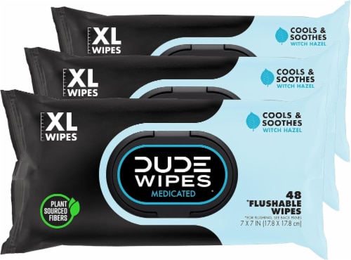 DUDE Wipes® XL Unscented Medicated Flushable Wipes Perspective: front