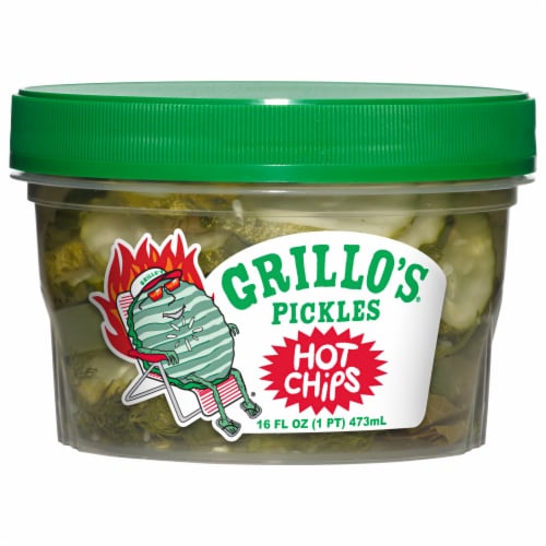 Grillo's® Pickles Hot Classic Dill Chips Perspective: front