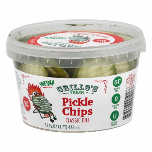 Grillo's Pickles Hot Classic Dill Chips Perspective: front