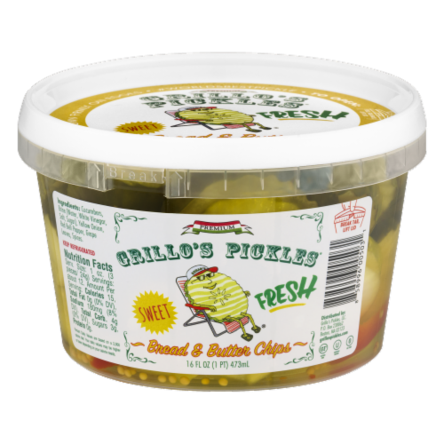 Grillo's Pickles Bread & Butter Pickle Chips Perspective: front