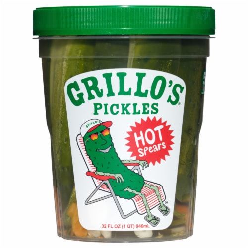 Grillo's Pickles Fresh Hot Italian Dill Spears Perspective: front