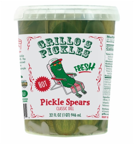 Grillo's Pickles Fresh Hot Italian Dill Spears Perspective: front