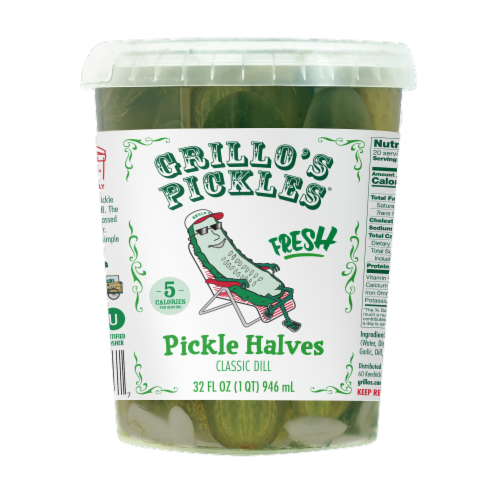 Grillo's Pickles Classic Dill PIckle Halves Perspective: front