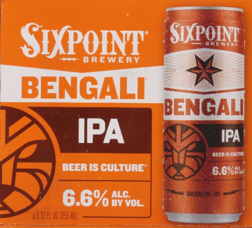 Sixpoint Bengali IPA Beer 6 Cans Perspective: front
