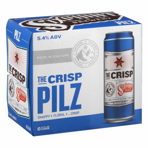 Sixpoint Brewery The Crisp Pilz Pilsner Beer Perspective: front
