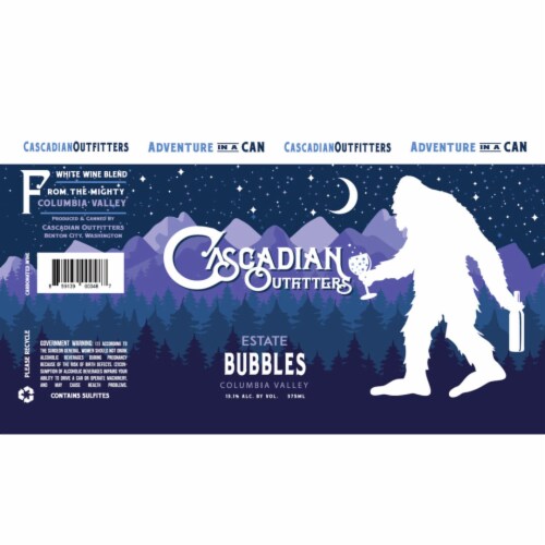 Cascadian Outfitters Bubbles White Wine Blend Perspective: front