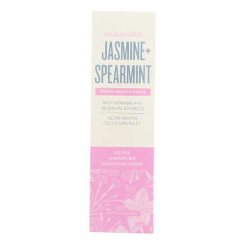 Schmidt's™ Flouride-Free Jasmine & Spearmint Toothpaste Perspective: front
