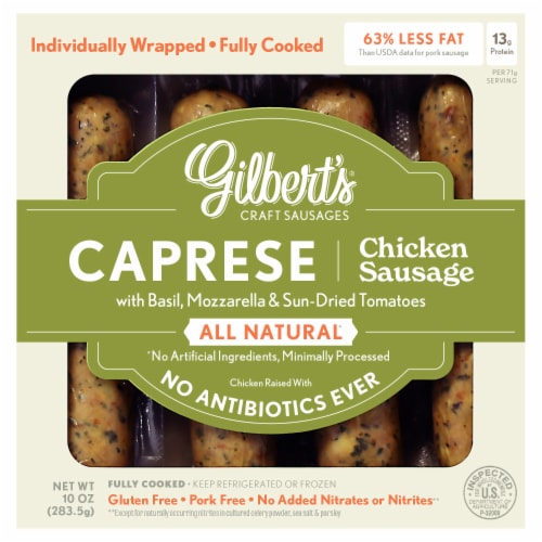 Gilbert's® All Natural Caprese Chicken Sausage Perspective: front