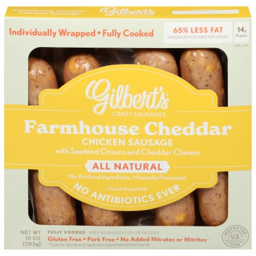 Gilbert's Craft Sausages® Farmhouse Cheddar Chicken Sausage Perspective: front
