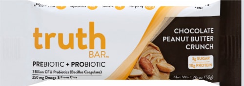 Truth Bar Chocolate Peanut Butter Crunch Probiotic Nutrition Bars Perspective: front