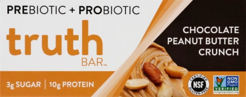 Truth Bar Dark Chocolate Peanut Butter Crunch Prebiotic & Probiotic Plant Based Snack Bar | Gut Health & Digestion | Healthy, Protein, Chia Omega-3