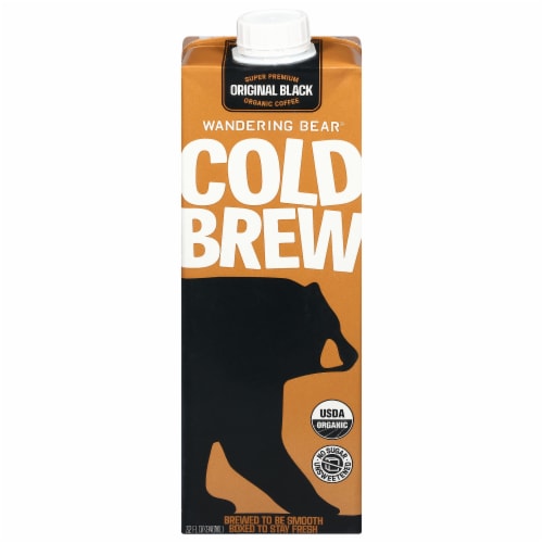 Wandering Bear® Organic Straight Black Cold Brew Ready to Drink Coffee Perspective: front