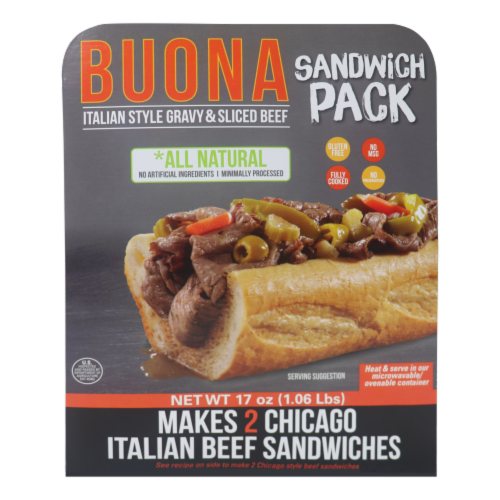 Buona Italian Style Gravy & Sliced Beef Sandwich Pack Perspective: front