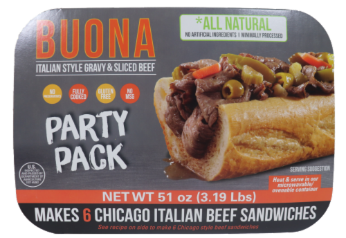 Buona Italian Style Gravy & Sliced Beef Family Size Frozen Meal Perspective: front