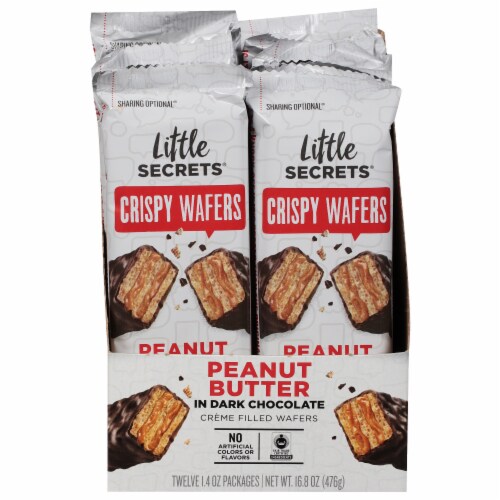 Little Secrets® Peanut Butter in Dark Chocolate Crispy Wafers Perspective: front
