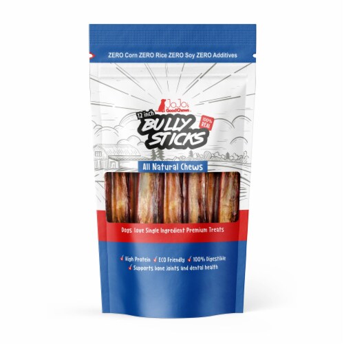 JoJo Modern Pets 12 Inch Bully Sticks - All Natural Dog Treats - Jumbo (2-Pack) Perspective: front