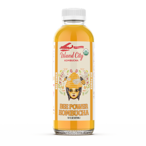 Island City Bee Power Kombucha Perspective: front