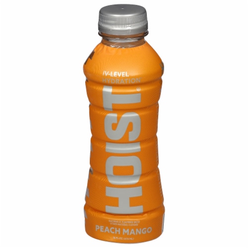Hoist® Peach Mango IV Level Hydration Sports Drink Bottle Perspective: front