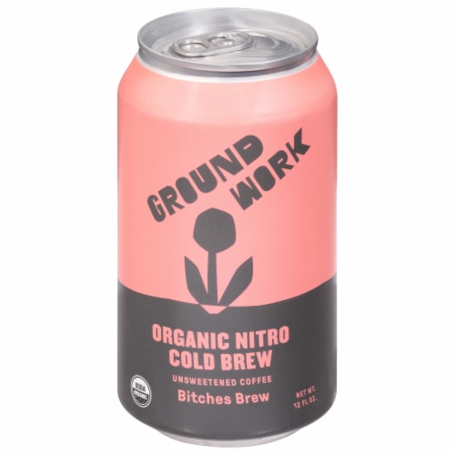 Ground Work Organic Nitro Cold Brew Bitches Brew Unsweetened Coffee Perspective: front