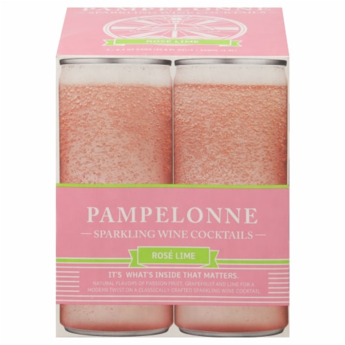 Pampelonne Rose Lime Sparkling Wine Cocktail 4 Cans Perspective: front