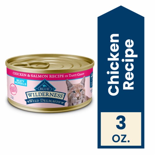 Blue Buffalo Wilderness High-Protein Grain-Free Adult Cat Food Morsels Chicken & Salmon Perspective: front