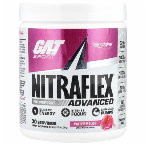 GAT Sport Nitraflex Watermelon Flavored Hyperemia & Testosterone Enhancing  Powder, 10.6 oz - Foods Co.