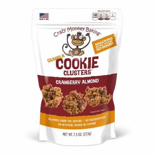 Crazy Monkey Baking Cranberry Almond Granola Cookie Clusters Perspective: front