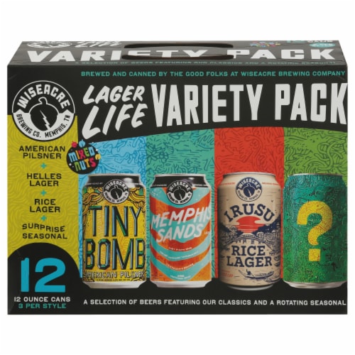 Wiseacre Brewing Co. Mixed Nuts Lager Life Craft Beer Variety Pack Perspective: front
