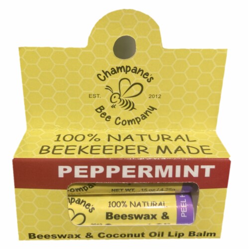 Champane's Bee Company Peppermint Beeswax & Coconut Oil Lip Balm Perspective: front
