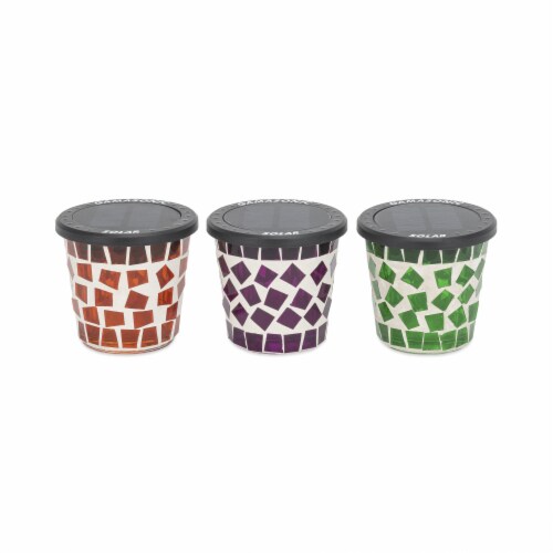 Mosaic Tea Candle Solar Light - 3PK Perspective: front