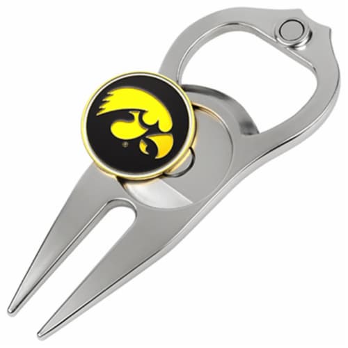 Hat Trick Openers 6 In 1 Golf Divot Tool - Iowa Hawkeyes Perspective: front