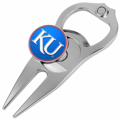 Hat Trick Openers 6 In 1 Golf Divot Tool - Kansas Jayhawks Perspective: front