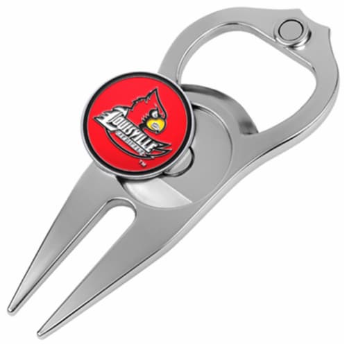 Hat Trick Openers 6 In 1 Golf Divot Tool - Louisville Cardinals Perspective: front