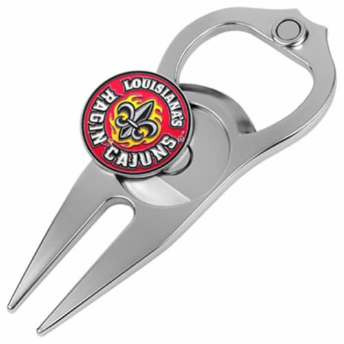 Hat Trick Openers 6 In 1 Golf Divot Tool - Louisiana Ragin Cajuns Perspective: front