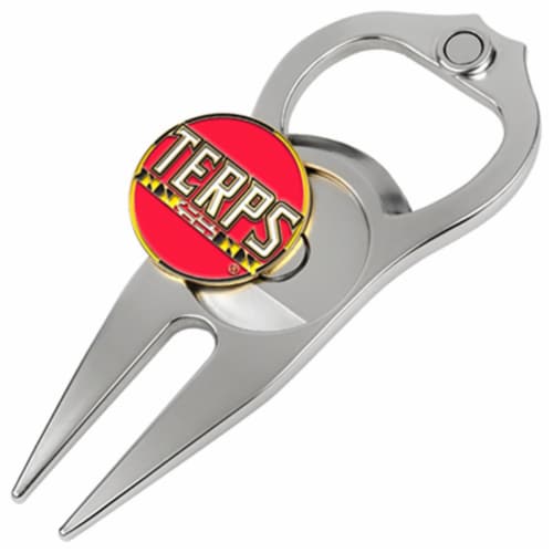 Hat Trick Openers 6 In 1 Golf Divot Tool - Maryland Terrapins Perspective: front