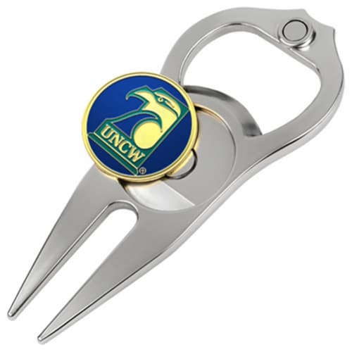 Hat Trick Openers 6 In 1 Golf Divot Tool - North Carolina Wilmington Seahawks Perspective: front
