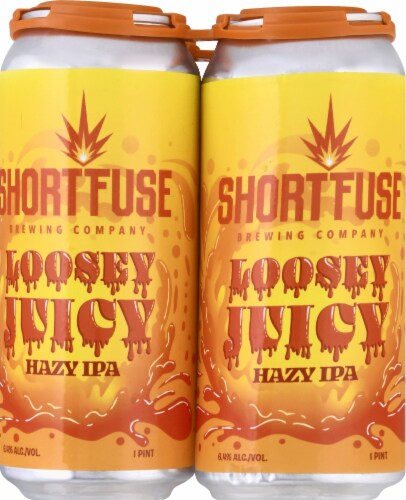 Short Fuse Brewing Company Loosey Juicy Hazy IPA Beer Perspective: front