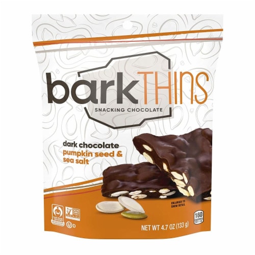 barkThins Dark Chocolate Pumpkin Seed & Sea Salt Snacking Chocolate Perspective: front