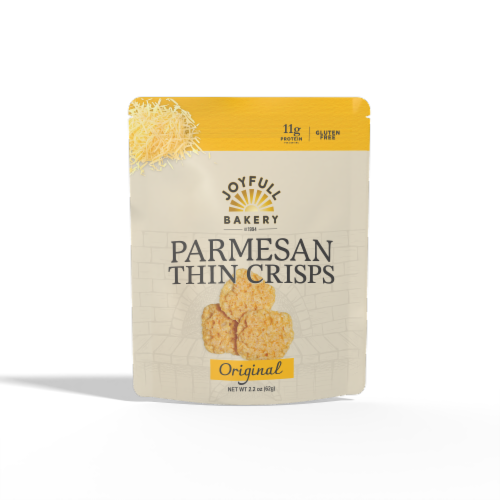 Joyfull Bakery Original Gluten Free Parmesan Thin Crisps Perspective: front