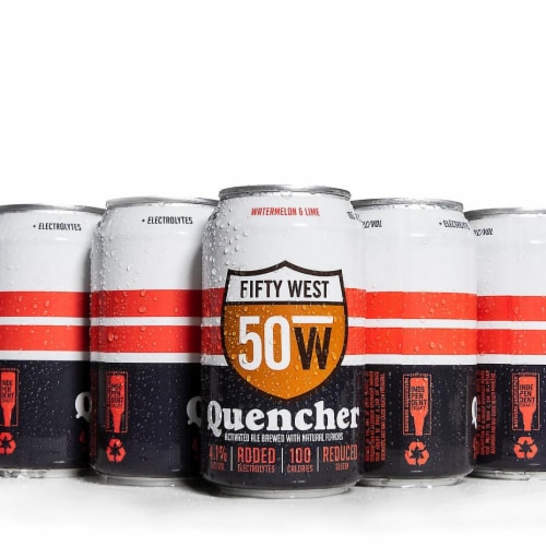 Fifty West Brewing Quencher Watermelon & Lime Activated Ale Perspective: front