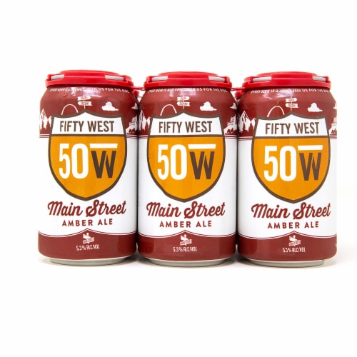 Fifty West Brewing Main Street Amber Ale Beer Perspective: front