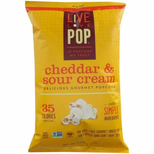 Live Love Pop® Cheddar & Sour Cream Popcorn Perspective: front