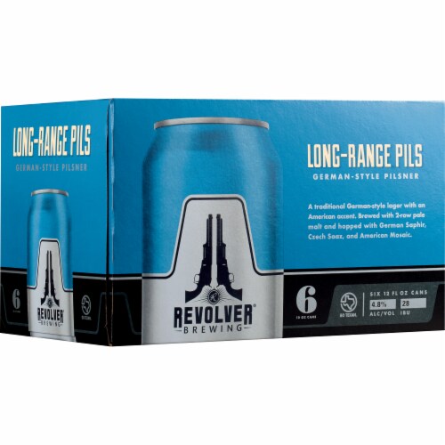 Revolver Brewing Long-Range Pils German Style Pilsner Perspective: front